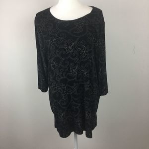 Fashion Bug Blouse XL color black with tan designs